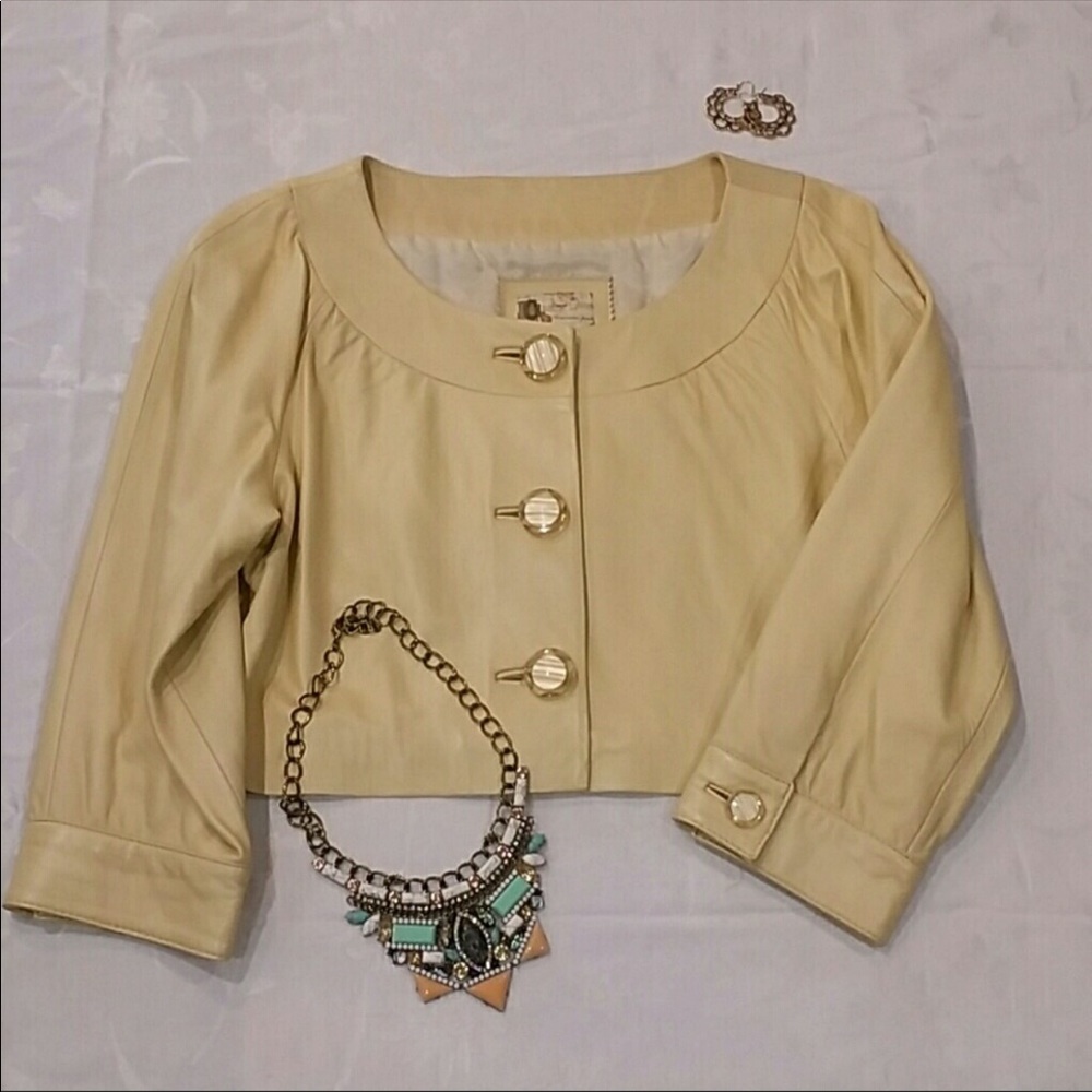 Kensie Leather Crop Jacket Size 10